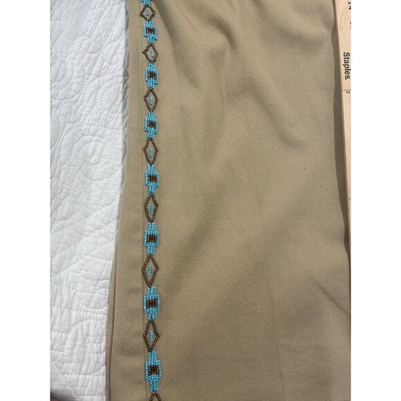 RALPH LAUREN Jeans Womens  Tan w/Turquoise Beaded Design Southwestern Sz 20 W - Picture 10 of 10